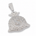 925 Sterling Silver Moissanite Money Bag Pendant 2.43 CTW - view 1 on pure white background