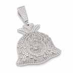 925 Sterling Silver Moissanite Money Bag Pendant 2.43 CTW - view 1 on pure white background