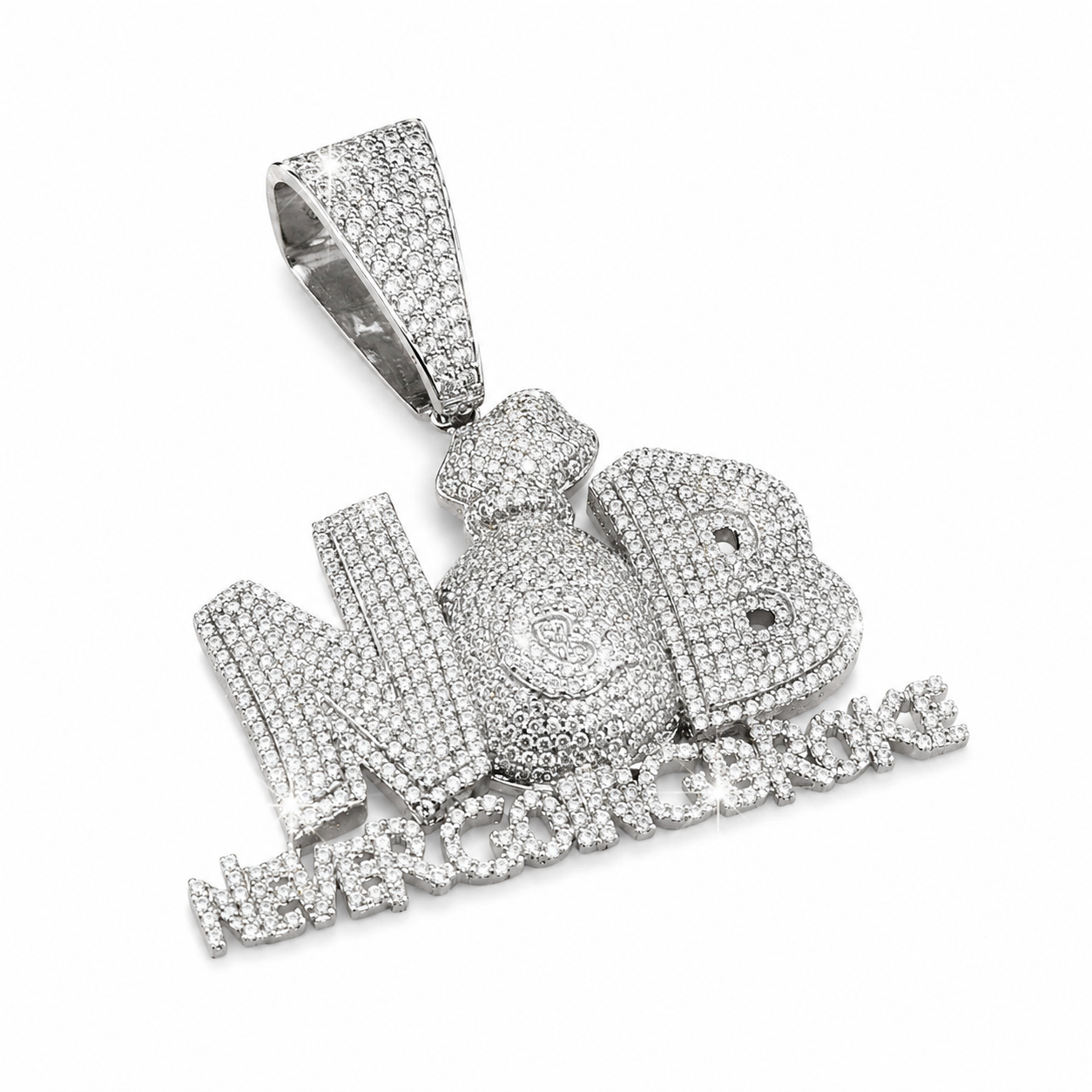 925 Sterling Silver Moissanite Never Go Broke Pendant 5.69 CTW - view 1 on pure white background