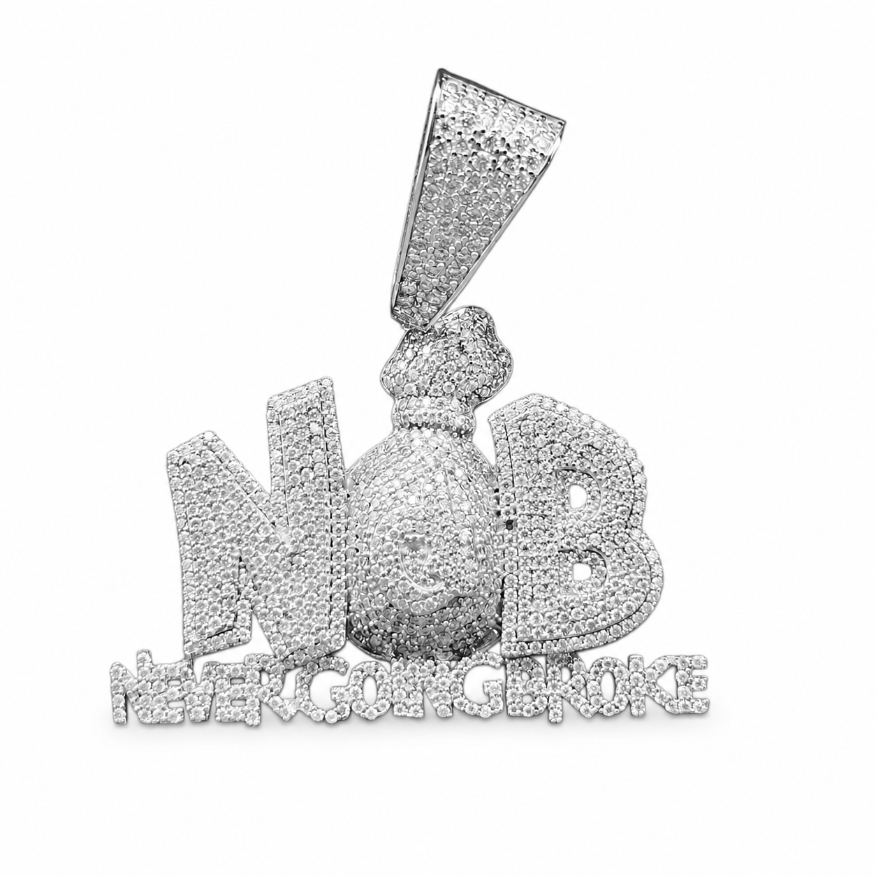 925 Sterling Silver Moissanite Never Go Broke Pendant 5.69 CTW - view 2 on pure white background