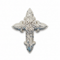 925 Sterling Silver Moissanite Rose Flower Jesus Pendant 31.52 CTW - view 1 on pure white background