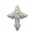 925 Sterling Silver Moissanite Rose Flower Jesus Pendant 31.52 CTW - view 1 on pure white background
