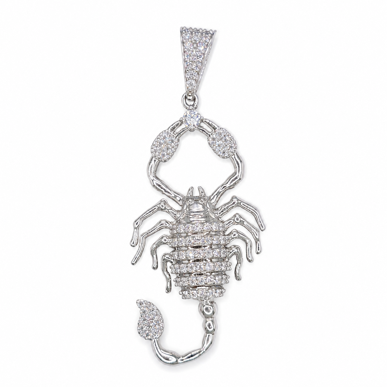 925 Sterling Silver Moissanite Scorpion Pendant - view 1 on pure white background