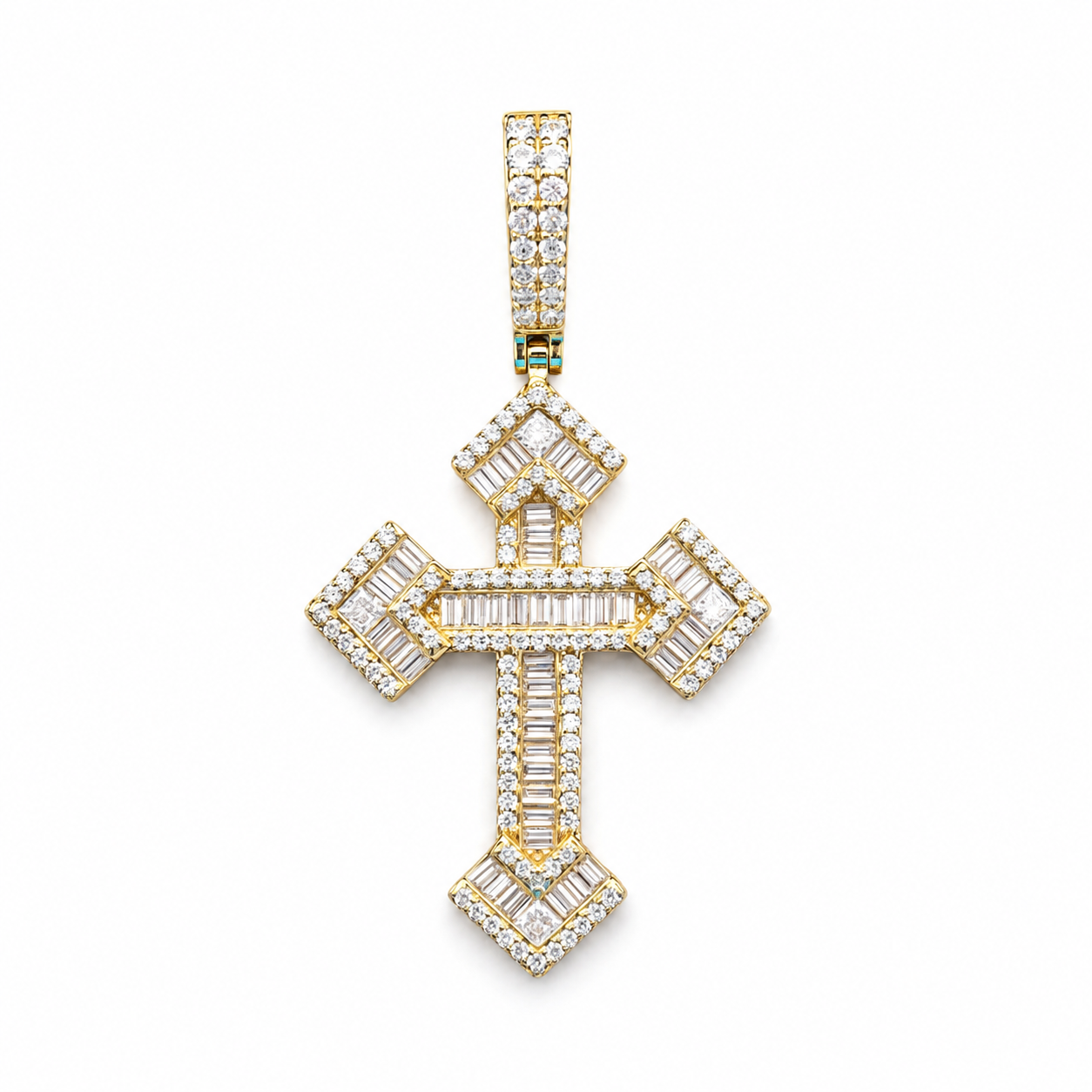 925 Sterling Silver Moissanite Spiritual Cross Pendant 1.05 CTW - view 1 on pure white background