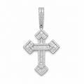 925 Sterling Silver Moissanite Spiritual Cross Pendant 1.05 CTW - view 2 on pure white background