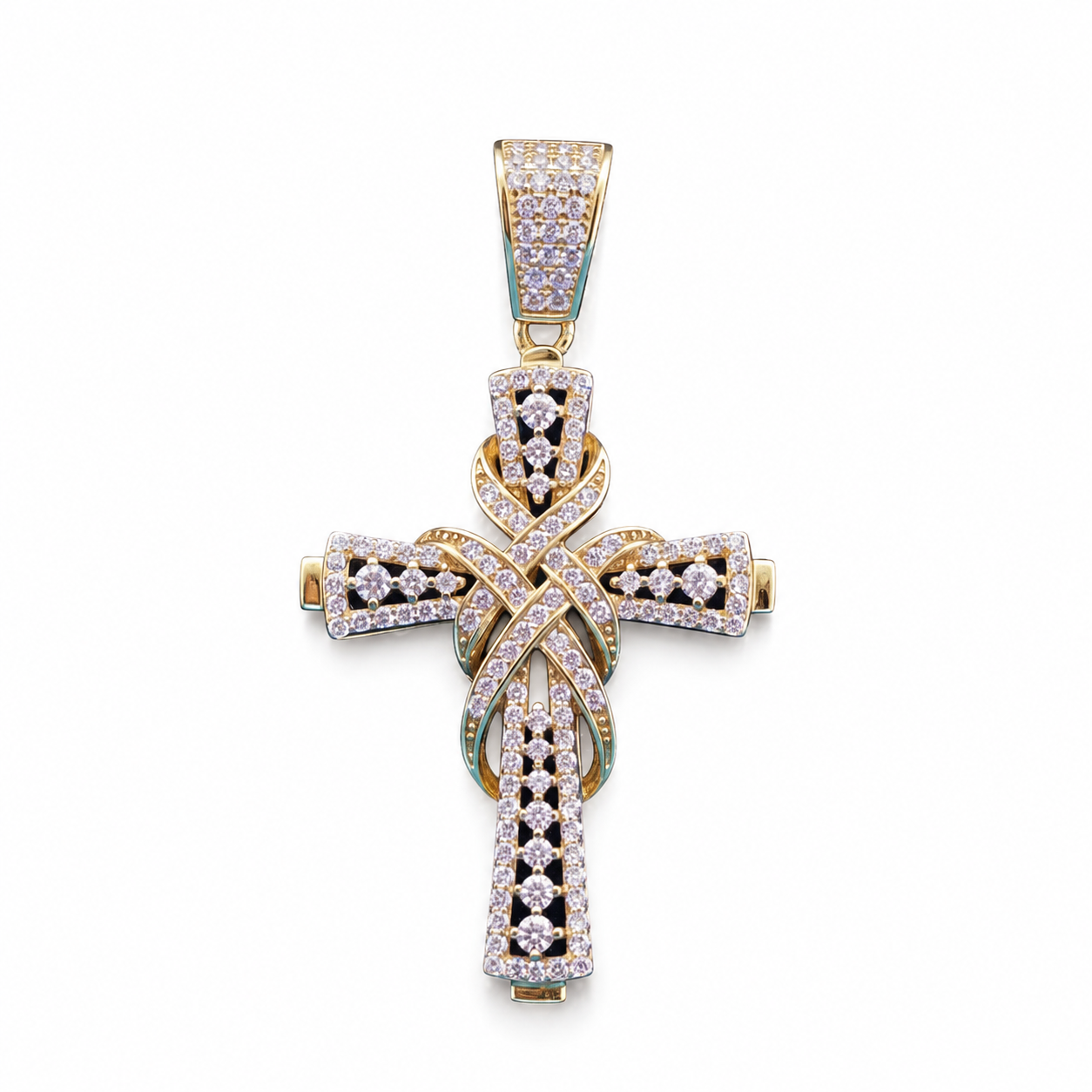 925 Sterling Silver Moissanite Timeless Cross Pendant 1.30 CTW - view 4 on pure white background