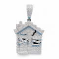 925 Sterling Silver Moissanite Trap House Pendant 3.00 CTW - view 1 on pure white background