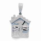 925 Sterling Silver Moissanite Trap House Pendant 3.00 CTW - view 1 on pure white background