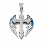 925 Sterling Silver Moissanite Winged Cross Pendant - 3.13 CTW - view 1 on pure white background