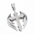925 Sterling Silver Moissanite Winged Cross Pendant - 3.13 CTW - view 2 on pure white background