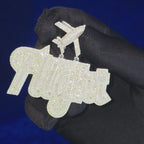 925 Silver Moissanite Custom Flight Pendent.