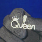 925 Silver Moissanite Custom Queen Pendent.
