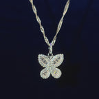925 Silver Moissanite Butterfly Pendant with 18" Chain.