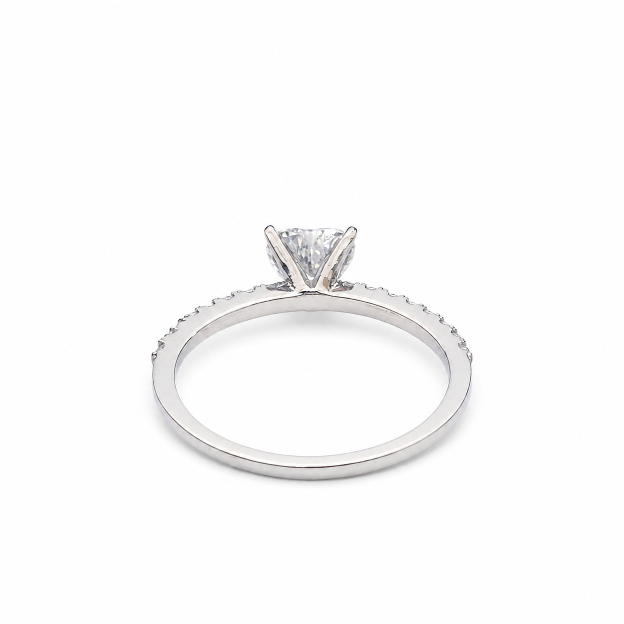 925 Sterling Silver Heart-Cut Moissanite Accent Ring - 1.10 CTW - view 04 on pure white background