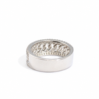 925 Sterling Silver Moissanite Cuban Link Band Ring - view 4 on white background