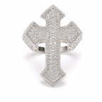 925 Sterling Silver Moissanite Custom Cross Ring - view 1 on white background