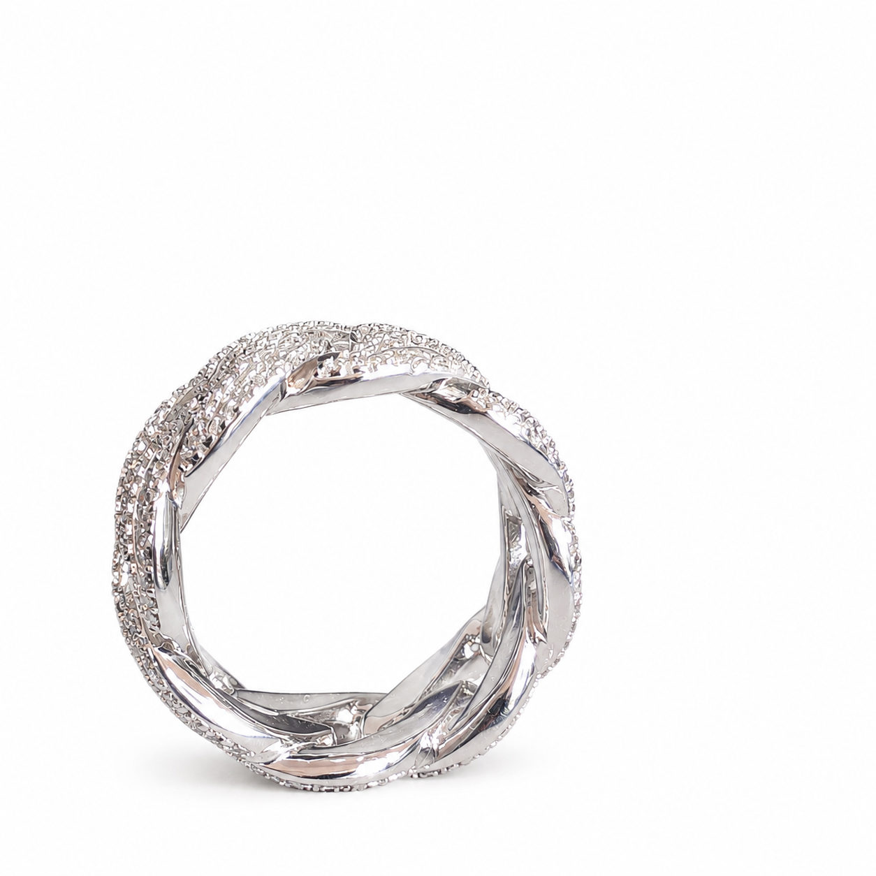 925 Sterling Silver Moissanite Custom Cuban Link Ring - view 3 on white background