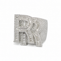 925 Sterling Silver Moissanite Custom RR Ring - view 1 on white background