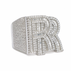 925 Sterling Silver Moissanite Custom RR Ring - view 2 on white background