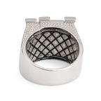 925 Sterling Silver Moissanite Custom RR Ring - view 3 on white background