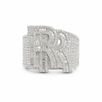 925 Sterling Silver Moissanite Custom RR Ring - view 4 on white background