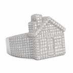 925 Sterling Silver Moissanite Custom Trap House Ring - view 2 on white background