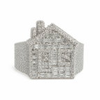 925 Sterling Silver Moissanite Custom Trap House Ring - view 4 on white background