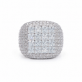 925 Sterling Silver Moissanite Iced Square Cluster Ring - view 1 on white background