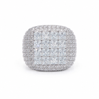 925 Sterling Silver Moissanite Iced Square Cluster Ring - view 1 on white background