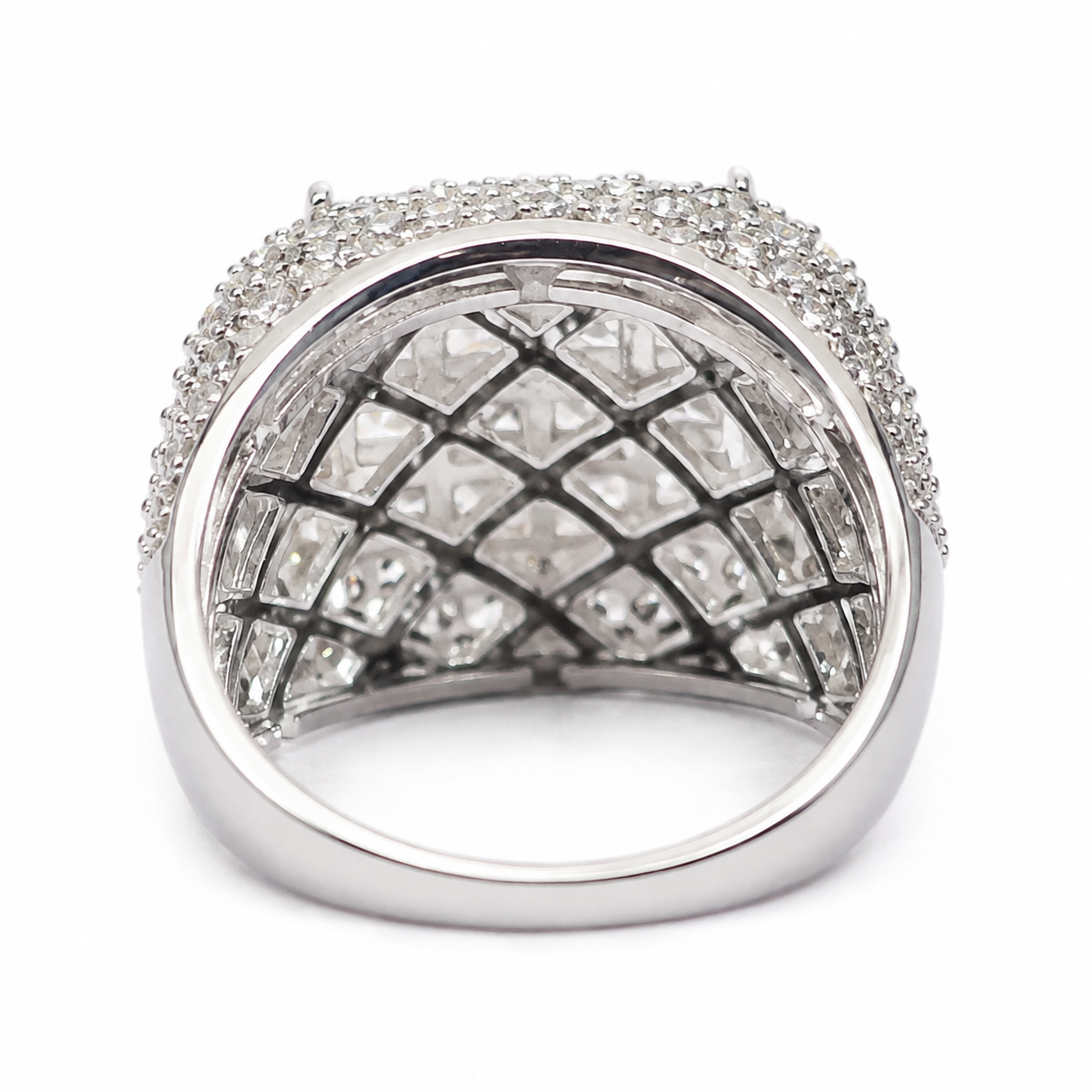 925 Sterling Silver Moissanite Iced Square Cluster Ring - view 3 on white background
