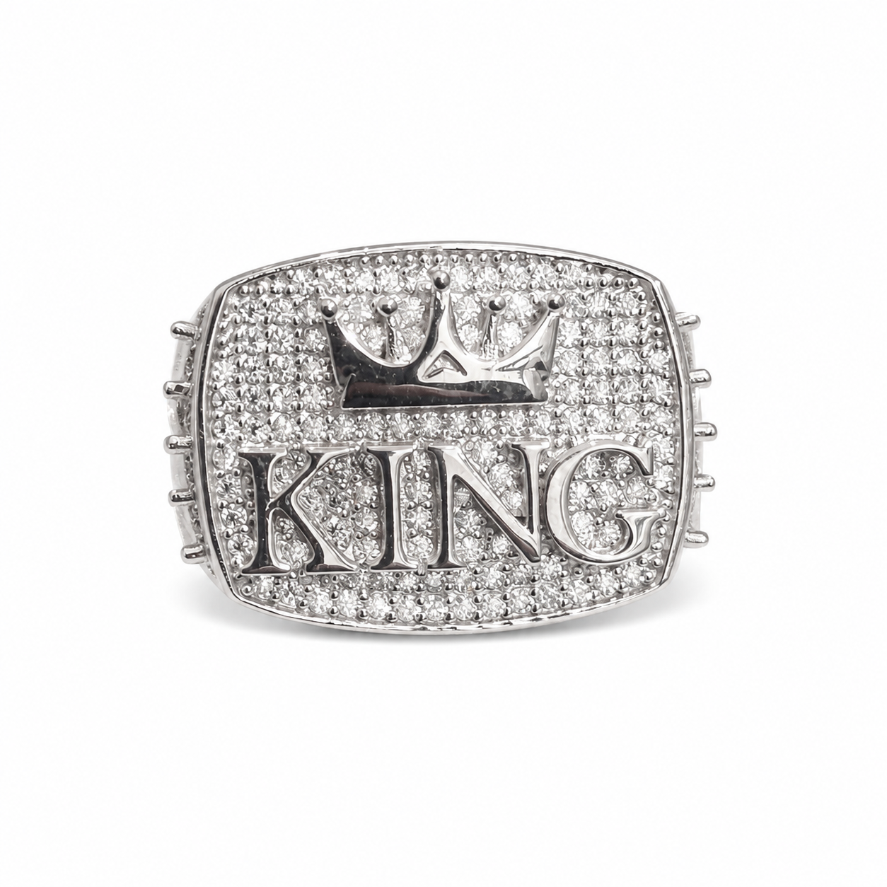 925 Sterling Silver Moissanite King Crown Ring - view 1 on white background