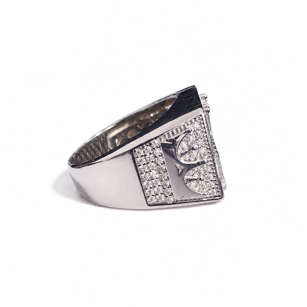 925 Sterling Silver Moissanite King Crown Ring - view 3 on white background