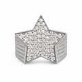 925 Sterling Silver Moissanite Star Statement Ring - view 1 on white background