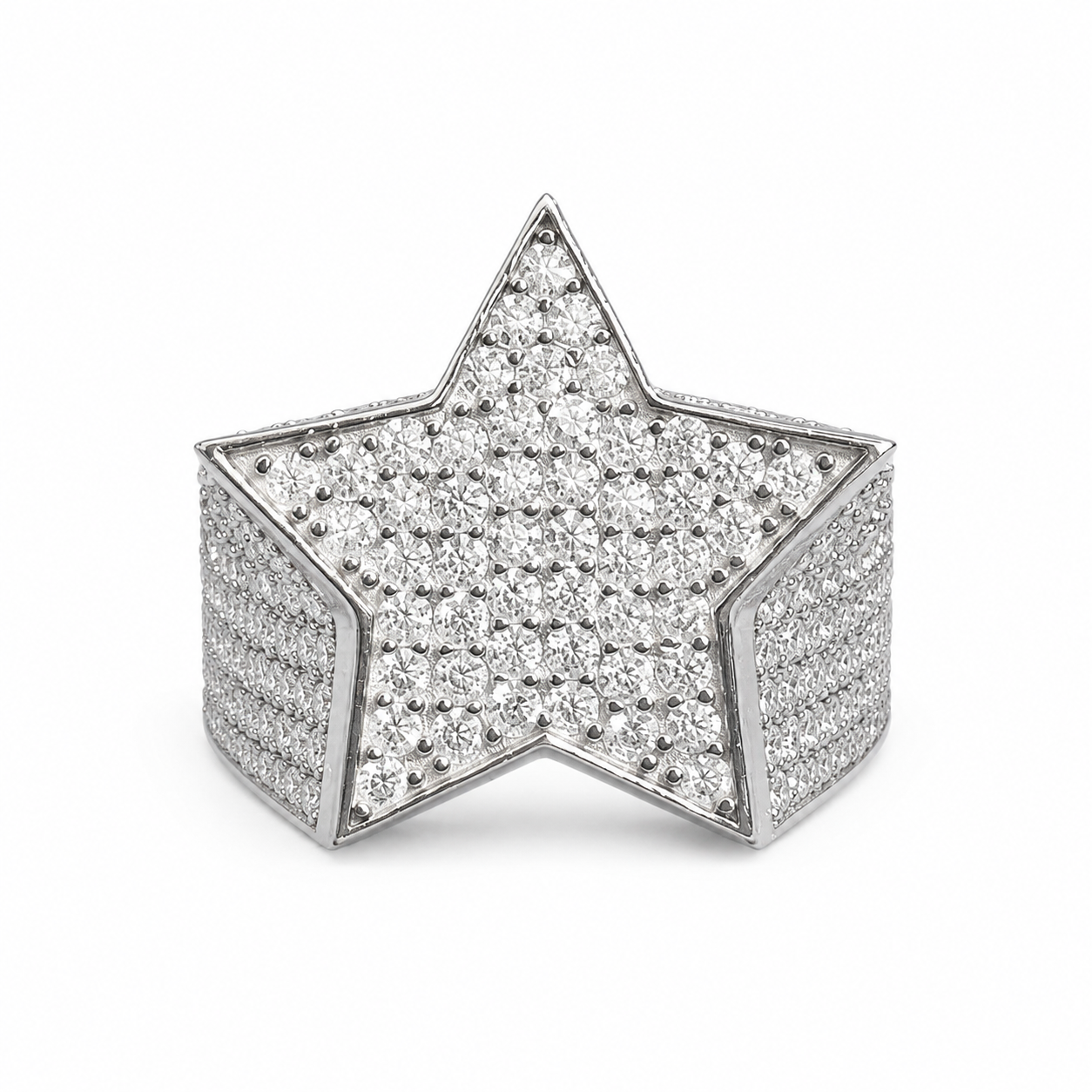 925 Sterling Silver Moissanite Star Statement Ring - view 1 on white background