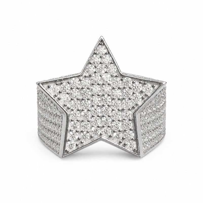 925 Sterling Silver Moissanite Star Statement Ring - view 1 on white background