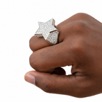 925 Sterling Silver Moissanite Star Statement Ring - view 2 on white background