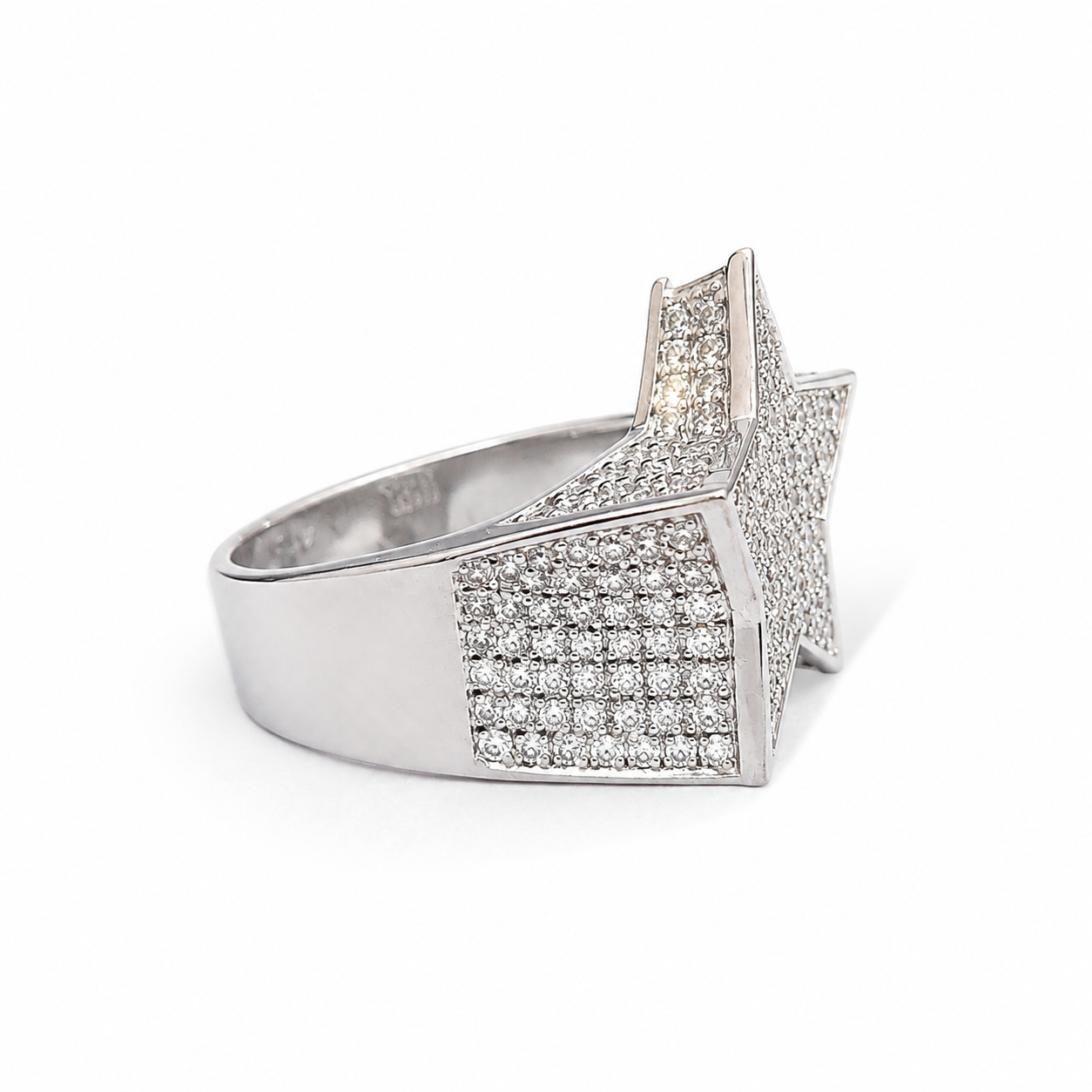 925 Sterling Silver Moissanite Star Statement Ring - view 3 on white background
