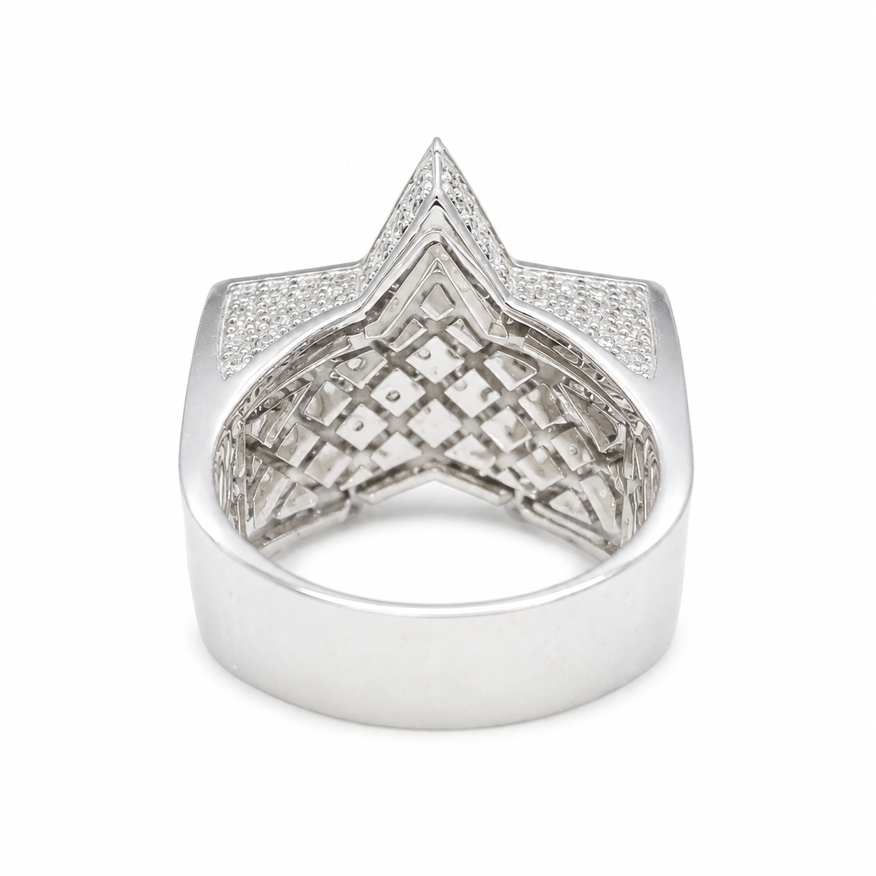 925 Sterling Silver Moissanite Star Statement Ring - view 4 on white background