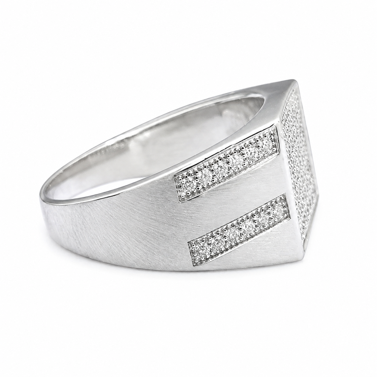 925 Sterling Silver Pavé Square Moissanite Ring - view 3 on white background