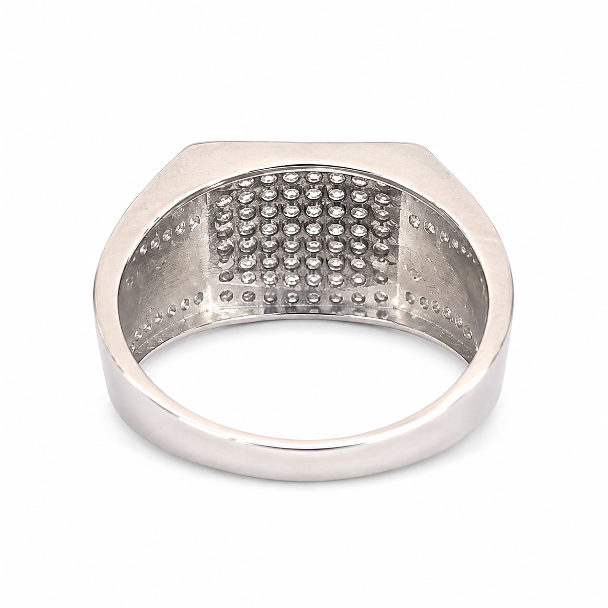 925 Sterling Silver Pavé Square Moissanite Ring - view 4 on white background