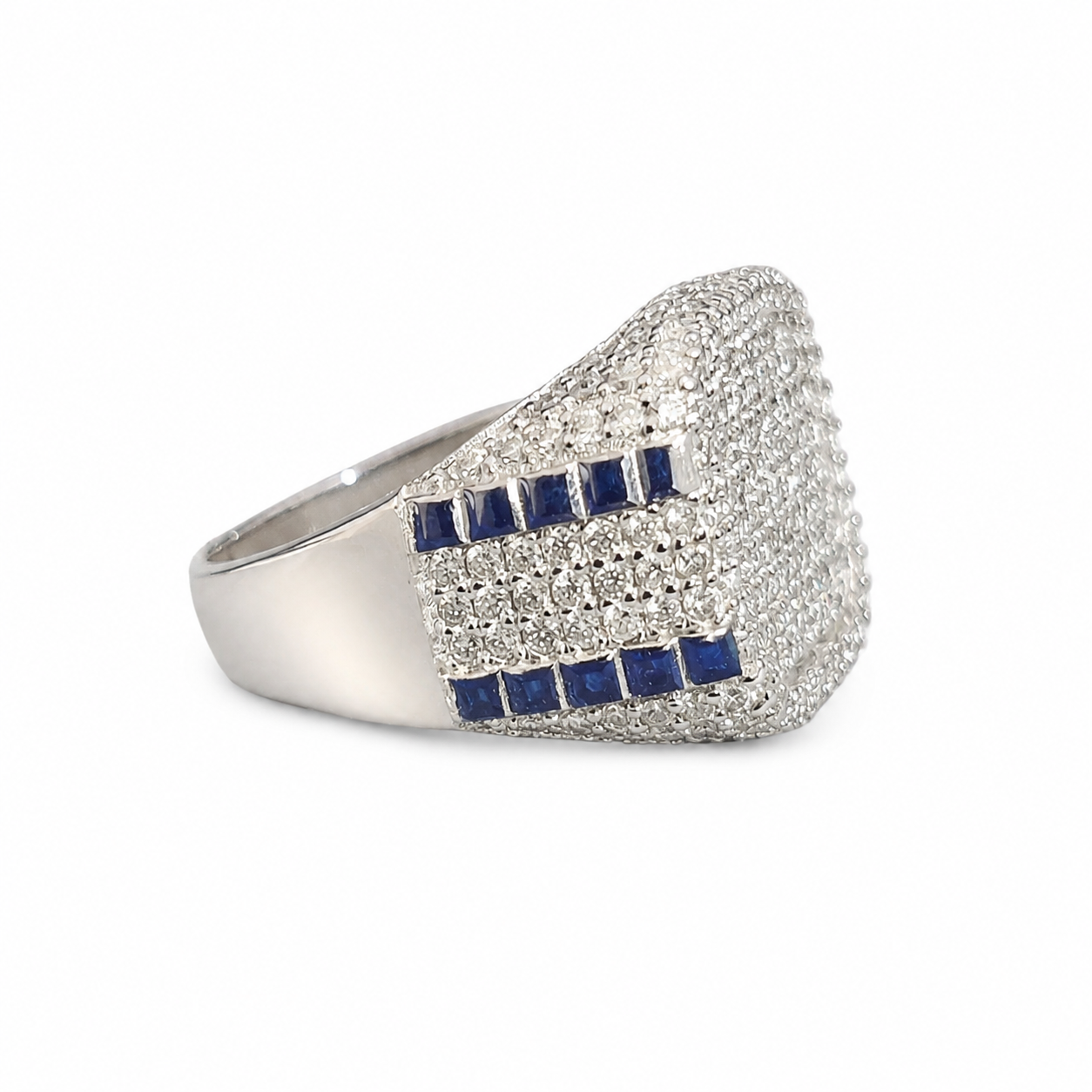 925 Sterling Silver Pavé Square Moissanite Signet Ring - view 3 on white background