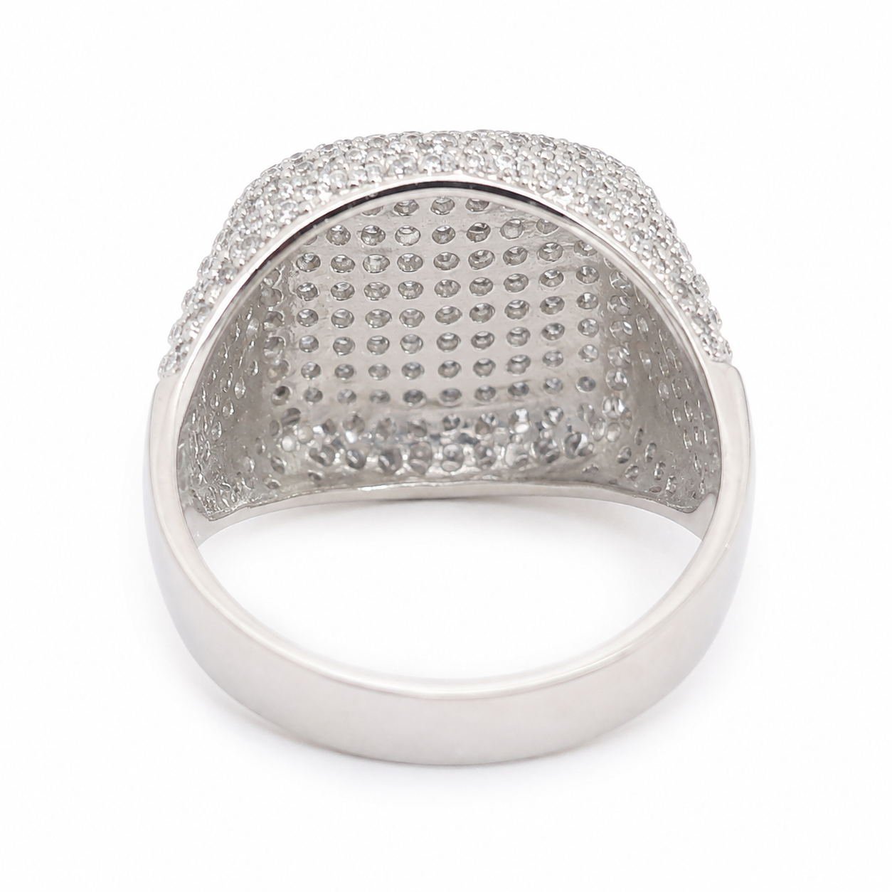 925 Sterling Silver Pavé Square Moissanite Signet Ring - view 4 on white background