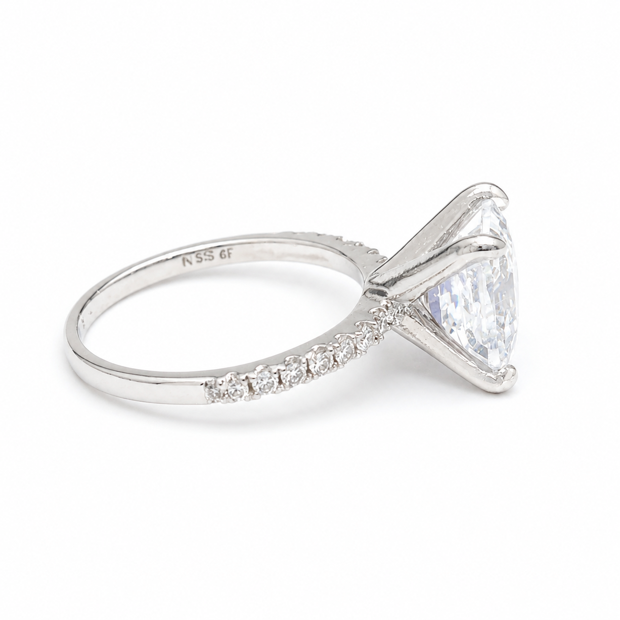925 Sterling Silver Princess-Cut Moissanite Split-Shank Ring - 3.28 CTW - view 3 on white background
