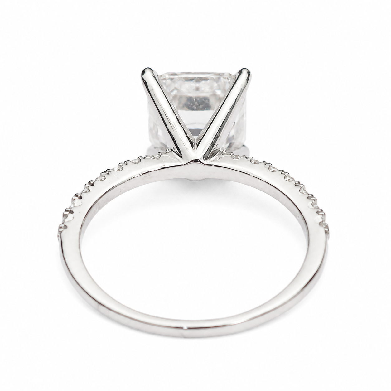 925 Sterling Silver Princess-Cut Moissanite Split-Shank Ring - 3.28 CTW - view 4 on white background