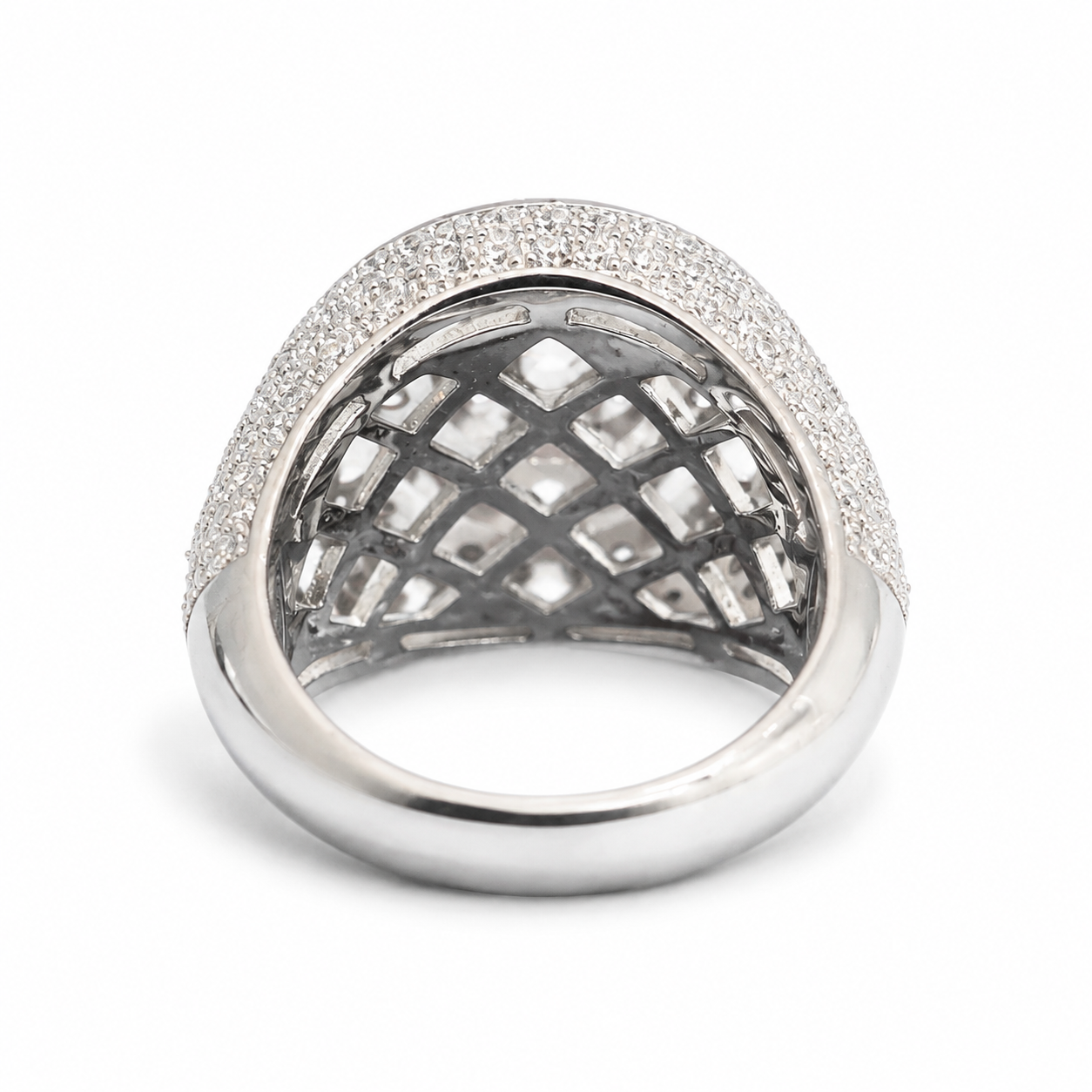 925 Sterling Silver Round Halo Moissanite Signet Ring - view 4 on white background