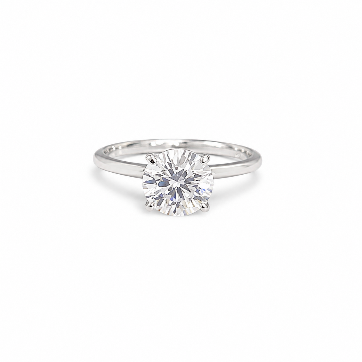 925 Sterling Silver Round Moissanite Solitaire Ring - 2.00 CTW - view 1 on white background