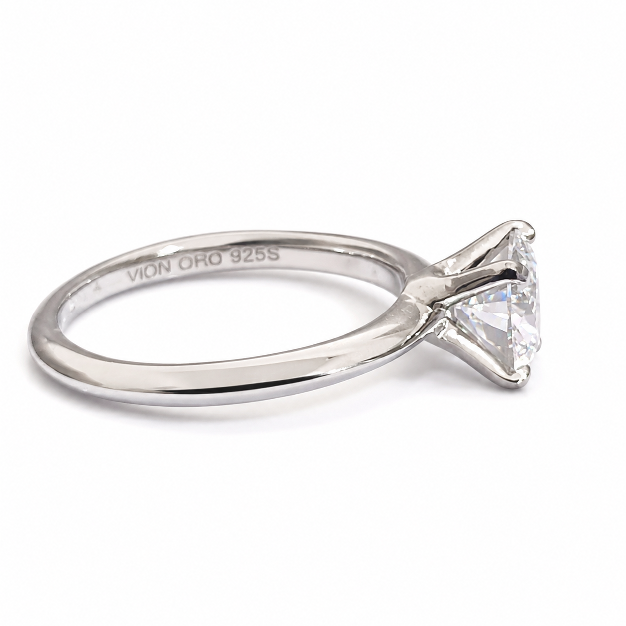 925 Sterling Silver Round Moissanite Solitaire Ring - 2.00 CTW - view 3 on white background