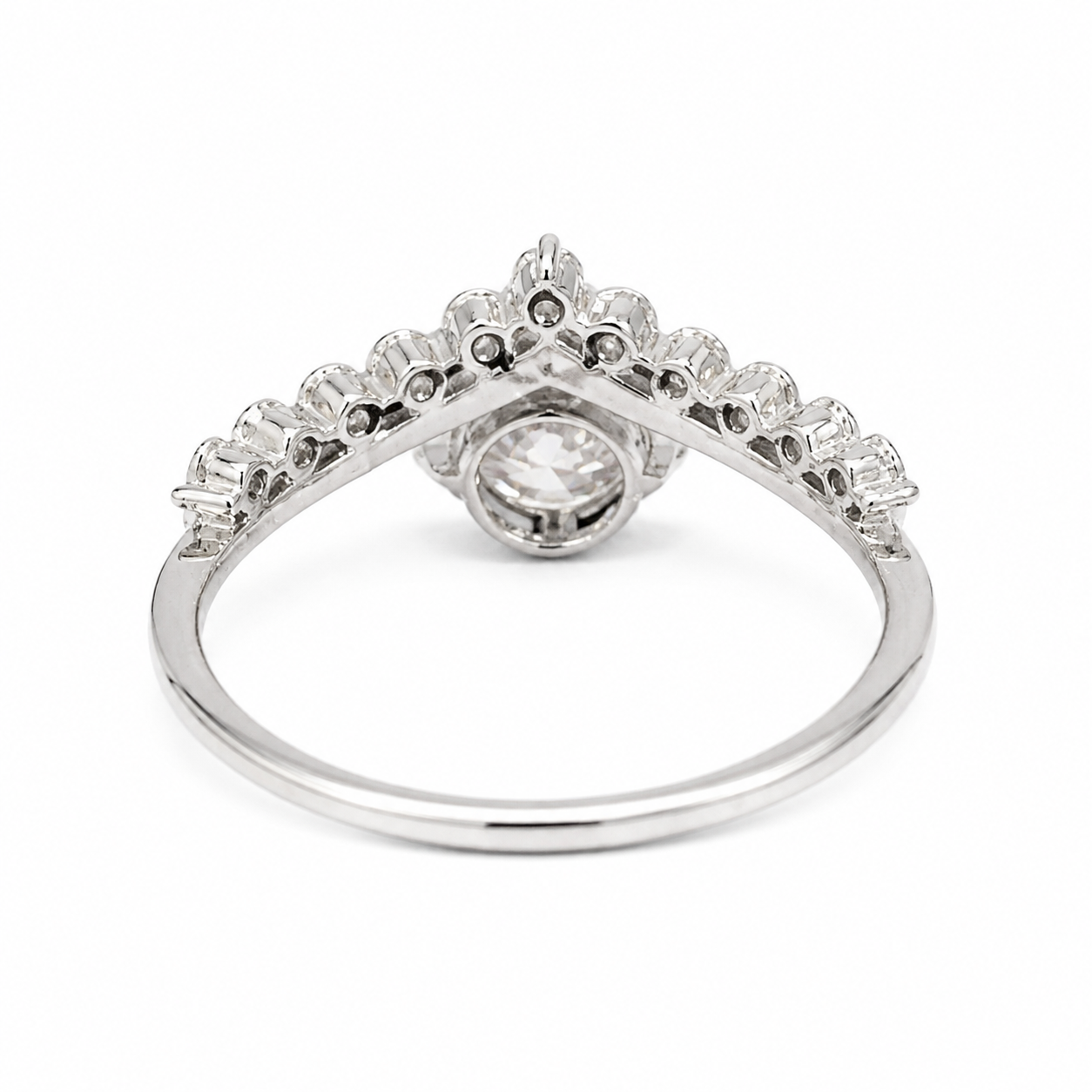 925 Sterling Silver Round Moissanite Three-Stone Accent Ring - view 5 on white background