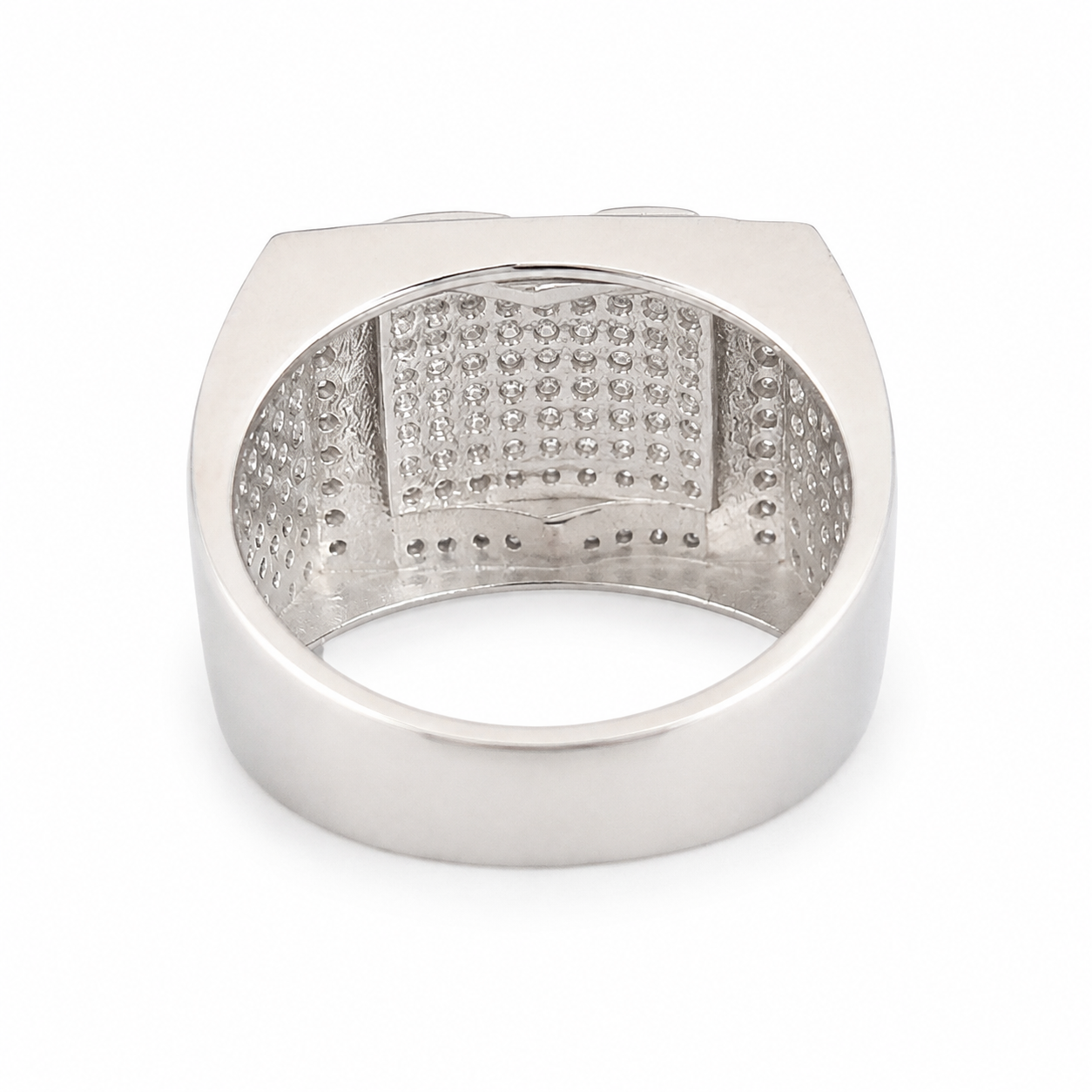 925 Sterling Silver Square Halo Moissanite Ring - view 4 on white background