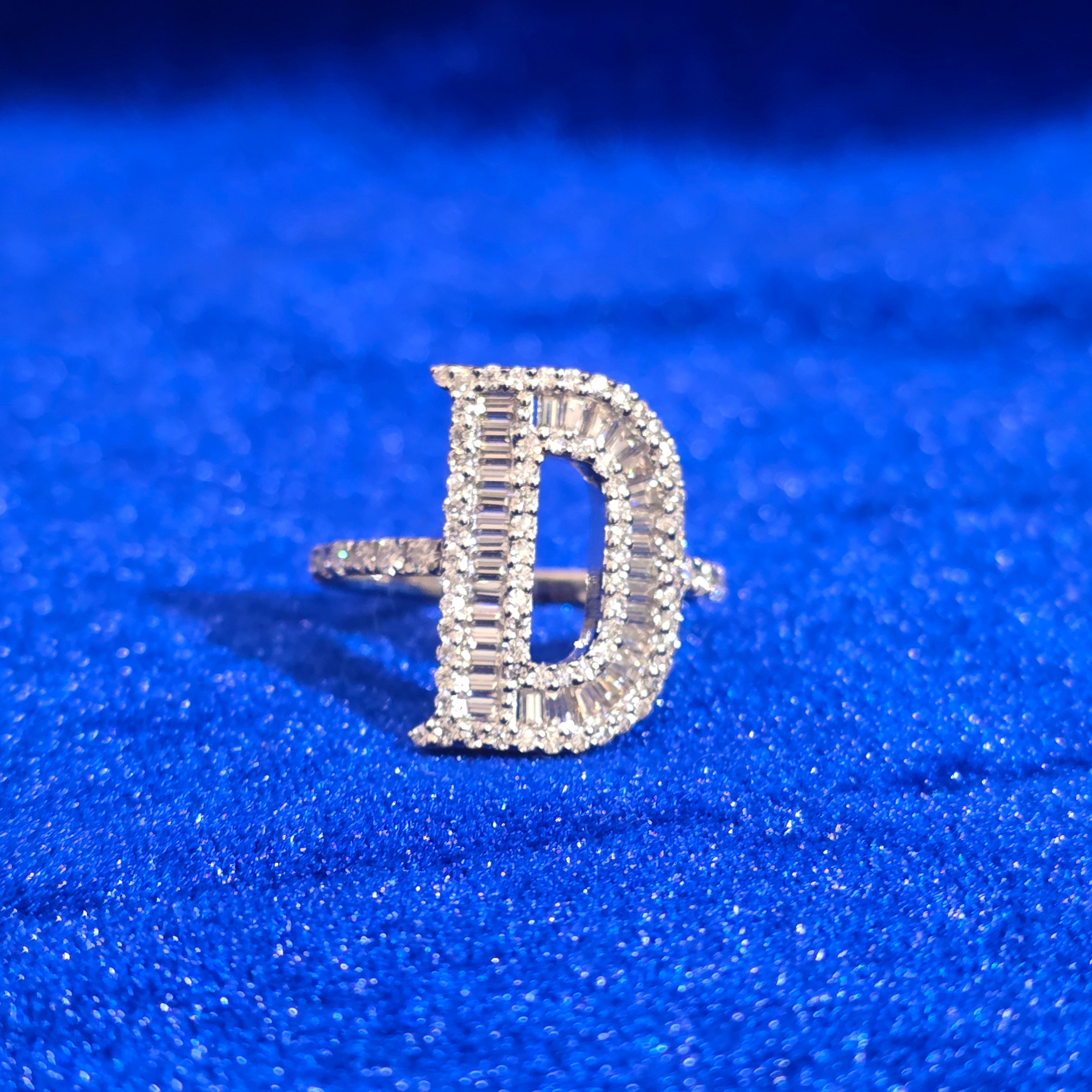 925 Silver Moissanite Custom Initial Rings